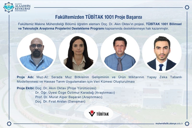Bölümümüzden TÜBİTAK 1001 Proje Başarısı Bölümümüzden TÜBİTAK 1001 Proje Başarısı